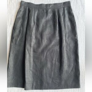 Charter Club Vintage SZ 12 100% LINEN Pencil Skirt Straight Lined Pocket Pleated